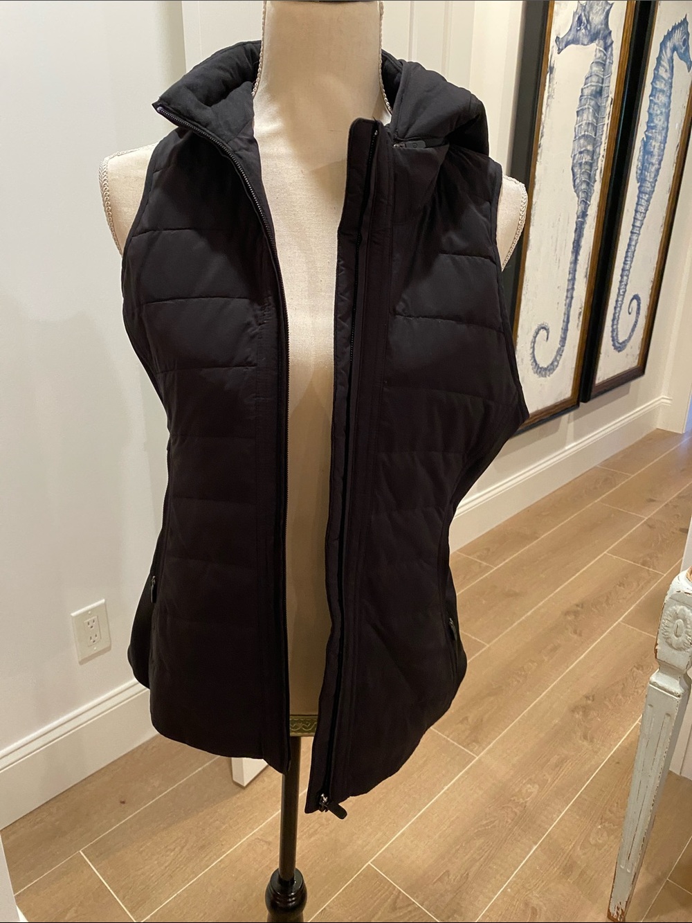 lululemon athletica Black Quilted Hooded Puffer Vest